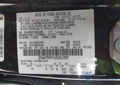 2016 Ford Fusion Titanium from USA, damaged, VIN 3FA6P0K91GR263289
